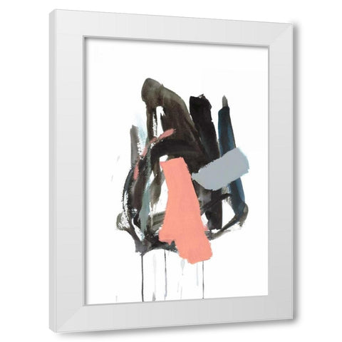 Gestural Brush, Coral White Modern Wood Framed Art Print by Gold, Lora