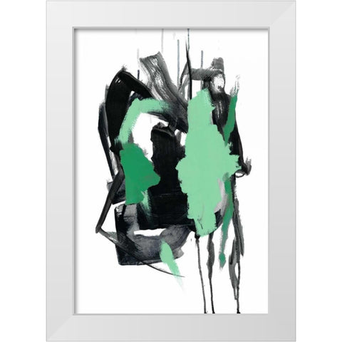 Gestural Brush, Green White Modern Wood Framed Art Print by Gold, Lora