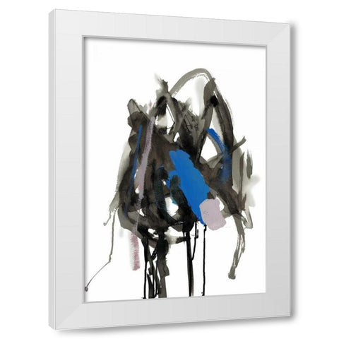 Gestural Brush, Blue White Modern Wood Framed Art Print by Gold, Lora