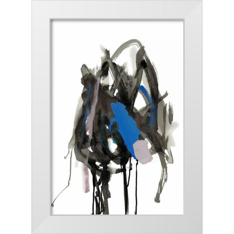 Gestural Brush, Blue White Modern Wood Framed Art Print by Gold, Lora