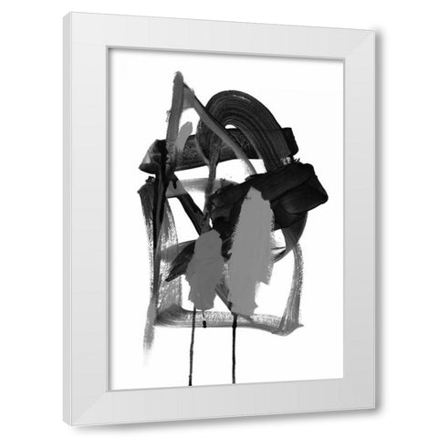 Gestural Brush, Grey White Modern Wood Framed Art Print by Gold, Lora