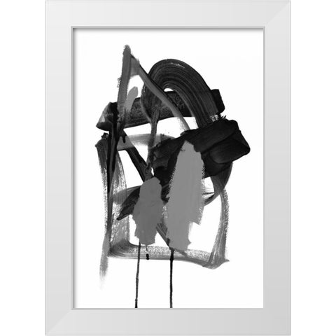 Gestural Brush, Grey White Modern Wood Framed Art Print by Gold, Lora