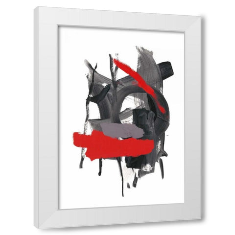 Gestural Brush, Red White Modern Wood Framed Art Print by Gold, Lora
