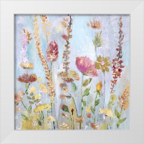 Raindrop Garden White Modern Wood Framed Art Print by Gold, Lora