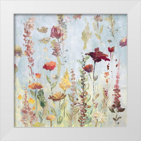 Rain Shower Garden White Modern Wood Framed Art Print by Gold, Lora