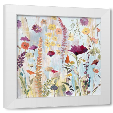 Rain Y Day Garden White Modern Wood Framed Art Print by Gold, Lora