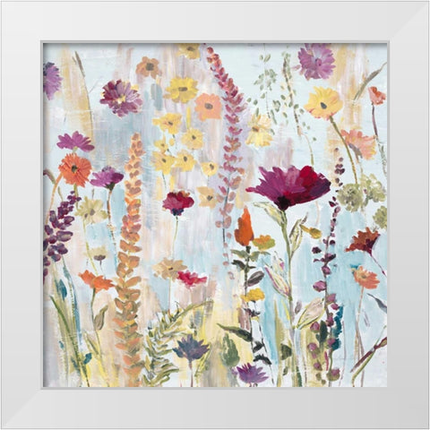 Rain Y Day Garden White Modern Wood Framed Art Print by Gold, Lora