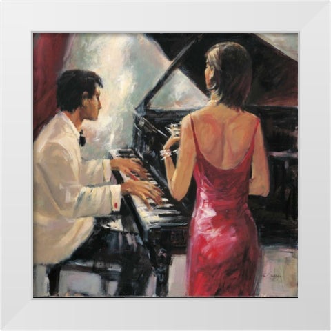 Divas Song White Modern Wood Framed Art Print by Santiago, Paul