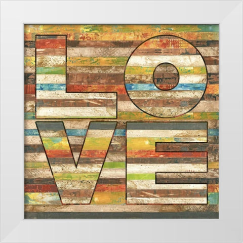 Striped Love White Modern Wood Framed Art Print by Pluch, Melissa