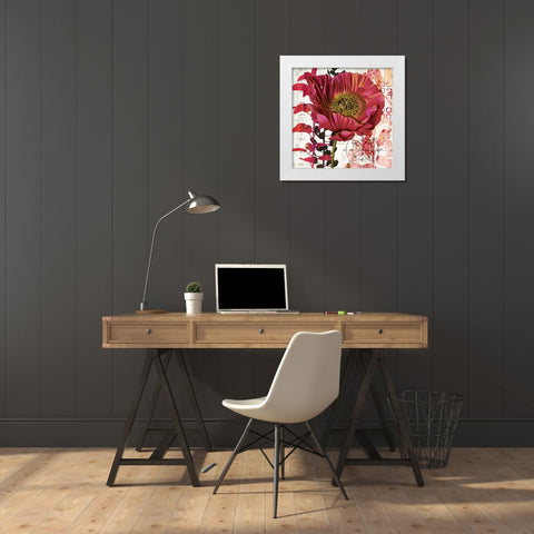Red Poppy Story   White Modern Wood Framed Art Print by Pluch, Melissa