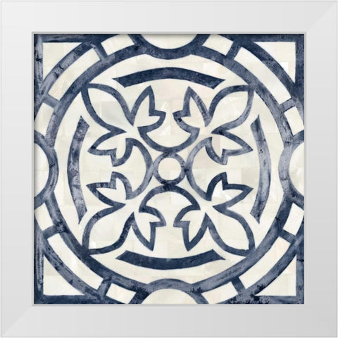 Blue Moroccan Tile 3 White Modern Wood Framed Art Print by Smith, Hope