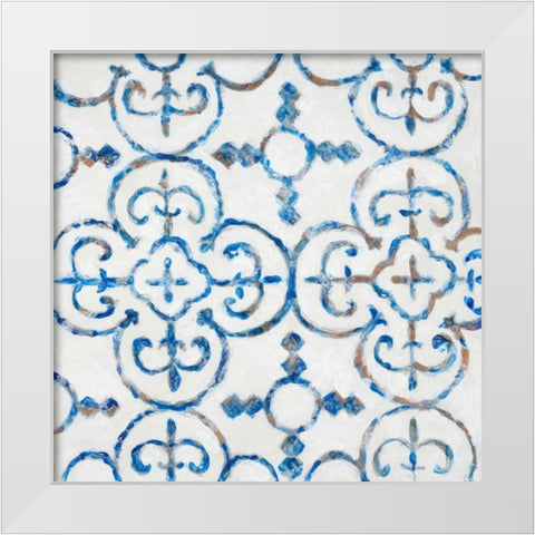 Delft Blue Pattern 1 White Modern Wood Framed Art Print by Smith, Hope