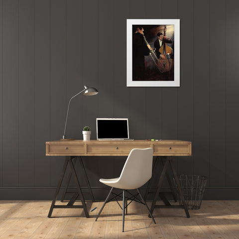 Brass Section White Modern Wood Framed Art Print by Sullivan, Myles