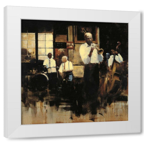 French Quarter Jazz White Modern Wood Framed Art Print by Sullivan, Myles