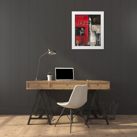 Free Jazz White Modern Wood Framed Art Print by Sullivan, Myles