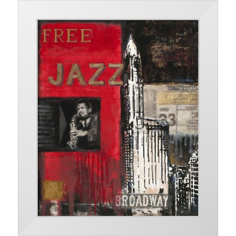 Free Jazz White Modern Wood Framed Art Print by Sullivan, Myles