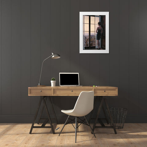 Waiting for Paris 2 White Modern Wood Framed Art Print by Sullivan, Myles