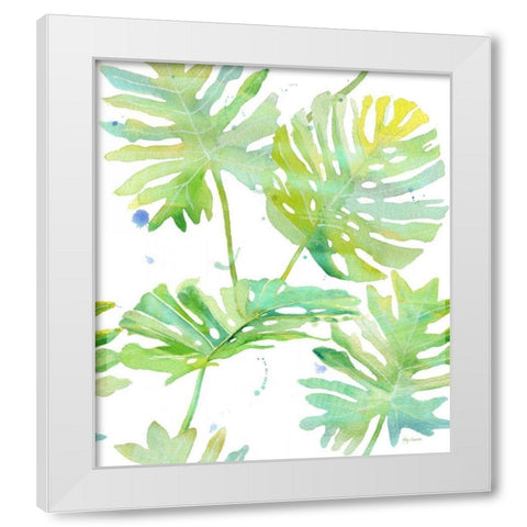 Watercolour Tropical Pattern 1 White Modern Wood Framed Art Print by Escobedo, Mary