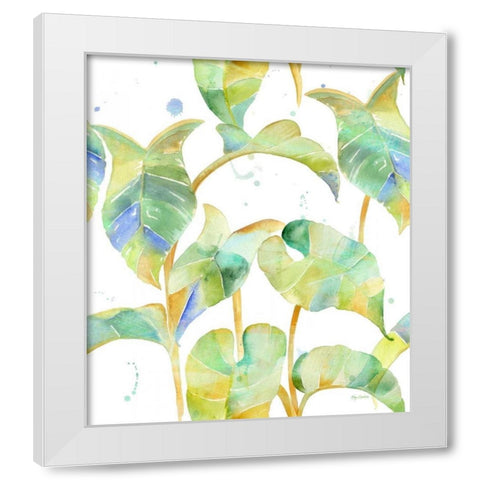 Watercolour Tropical Pattern 2 White Modern Wood Framed Art Print by Escobedo, Mary