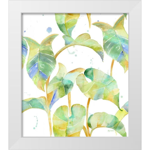 Watercolour Tropical Pattern 2 White Modern Wood Framed Art Print by Escobedo, Mary