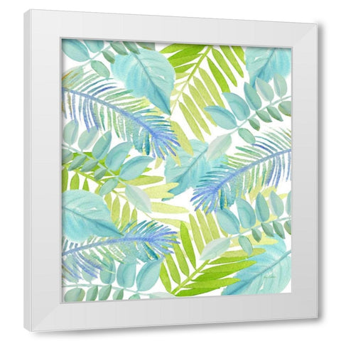 Watercolour Tropical Pattern 3 White Modern Wood Framed Art Print by Escobedo, Mary