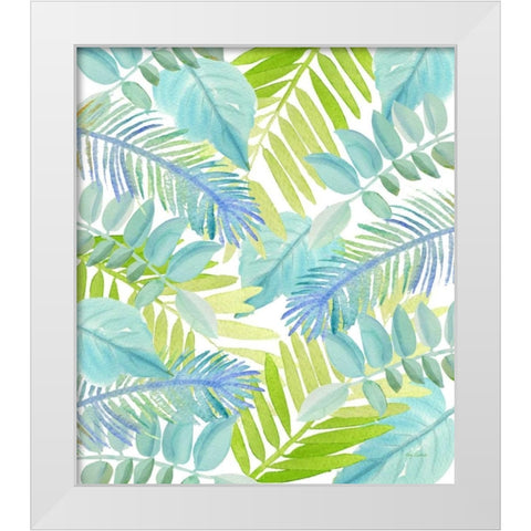 Watercolour Tropical Pattern 3 White Modern Wood Framed Art Print by Escobedo, Mary
