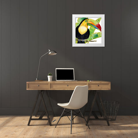 Tropical Toucan White Modern Wood Framed Art Print by Escobedo, Mary