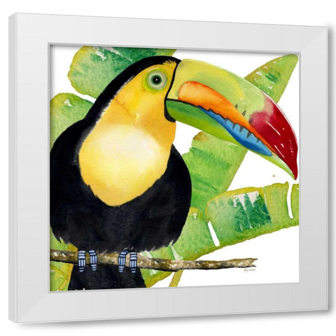 Tropical Toucan White Modern Wood Framed Art Print by Escobedo, Mary