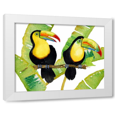 Tropcial Toucan Pair White Modern Wood Framed Art Print by Escobedo, Mary