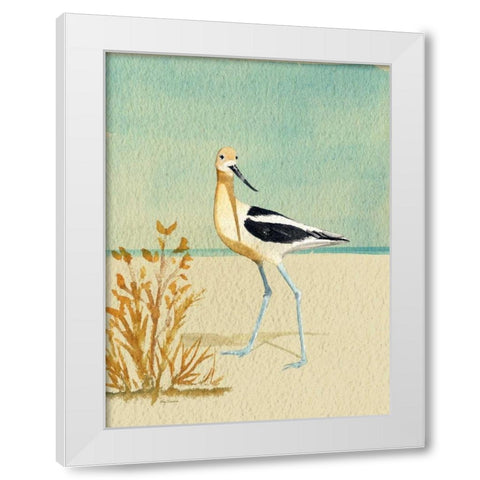 Avocet By The Sea White Modern Wood Framed Art Print by Escobedo, Mary