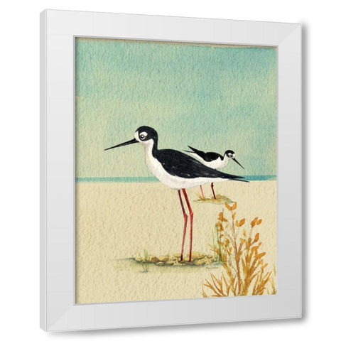 Seabirds By The Sea White Modern Wood Framed Art Print by Escobedo, Mary