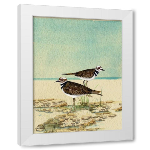 Killdeer By The Sea White Modern Wood Framed Art Print by Escobedo, Mary