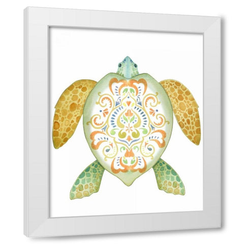 Fiesta Sea Turtle 2 White Modern Wood Framed Art Print by Escobedo, Mary