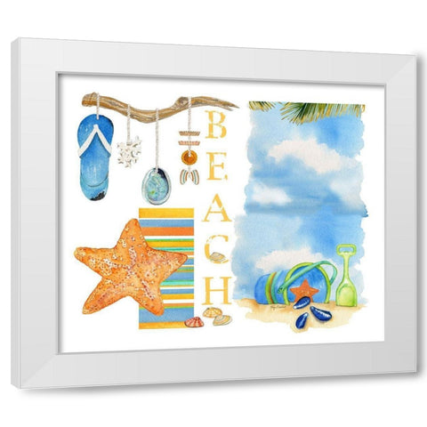 Beach Memories White Modern Wood Framed Art Print by Escobedo, Mary