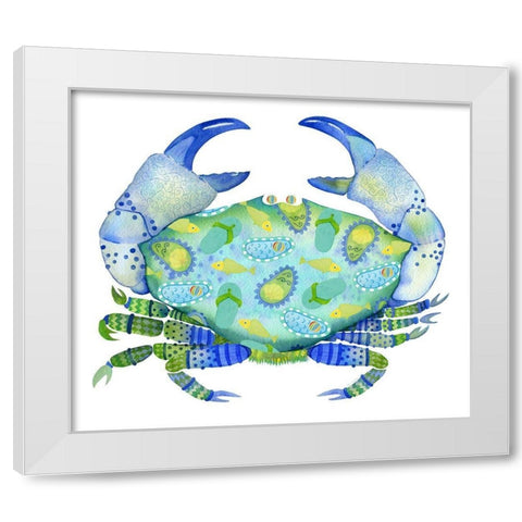 Beach Fun Crab White Modern Wood Framed Art Print by Escobedo, Mary