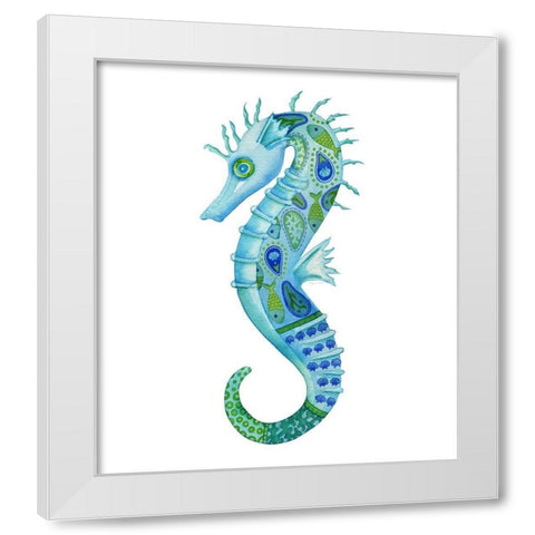 Silly Seahorse White Modern Wood Framed Art Print by Escobedo, Mary
