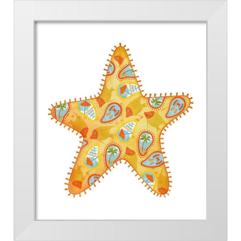 Sunshine Starfish White Modern Wood Framed Art Print by Escobedo, Mary