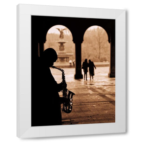 Jazz Courtyard White Modern Wood Framed Art Print by Gleyzer, Sasha