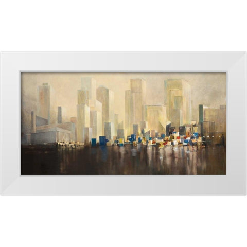 Skyline Harbour White Modern Wood Framed Art Print by Gottschlag, Jurgen