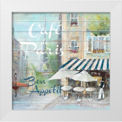Cafe De Paris Bon Appetit  White Modern Wood Framed Art Print by Gottschlag, Jurgen