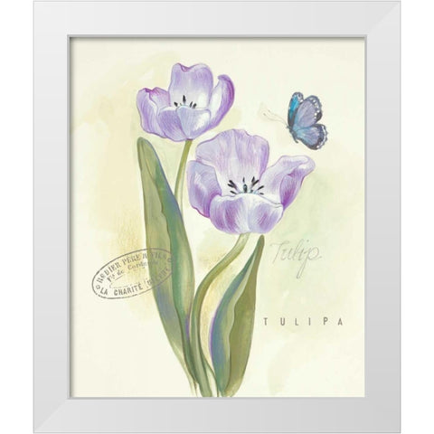 Claires Garden Tulip  White Modern Wood Framed Art Print by Della-Piana, Elissa