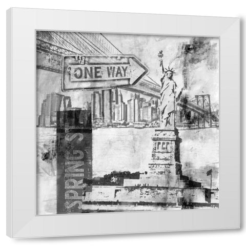 New York One Way  White Modern Wood Framed Art Print by Abbott, Sara