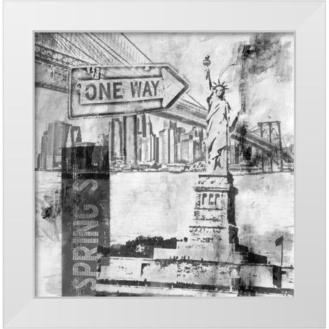 New York One Way  White Modern Wood Framed Art Print by Abbott, Sara