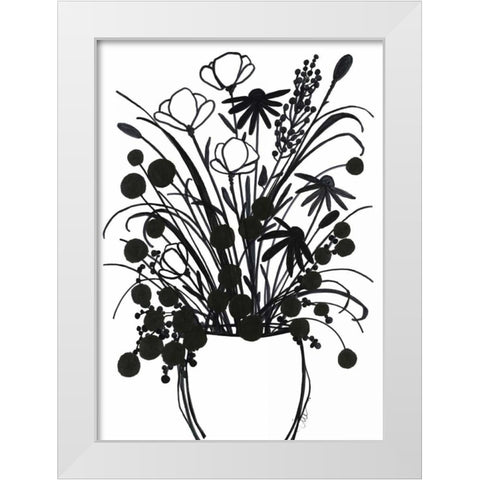 Black and White Bouquet 1 White Modern Wood Framed Art Print by Ioco, Filippo
