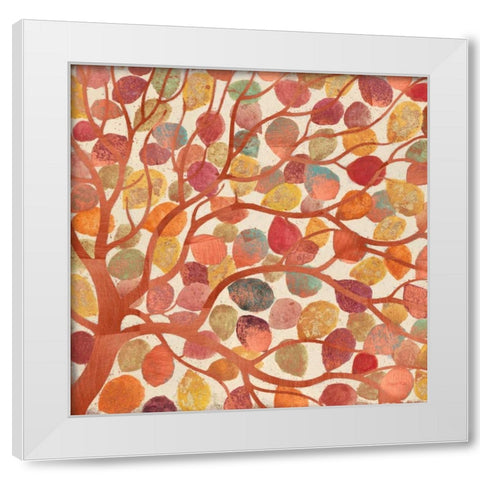 Shimmering Copper Leaves White Modern Wood Framed Art Print by Wyatt, Norman Jr.