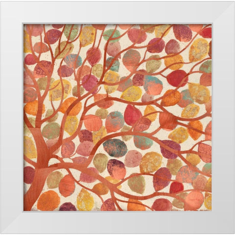 Shimmering Copper Leaves White Modern Wood Framed Art Print by Wyatt, Norman Jr.