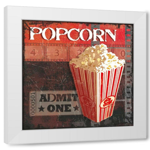 POPCORN TIME White Modern Wood Framed Art Print by Smith, Sandra