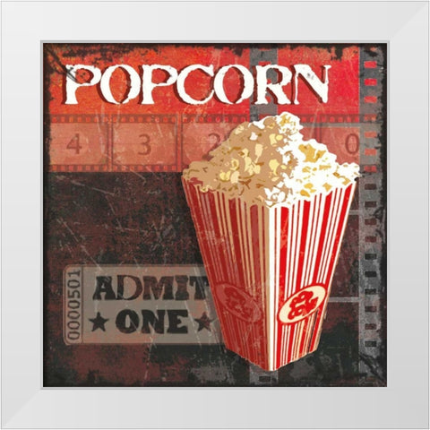 POPCORN TIME White Modern Wood Framed Art Print by Smith, Sandra