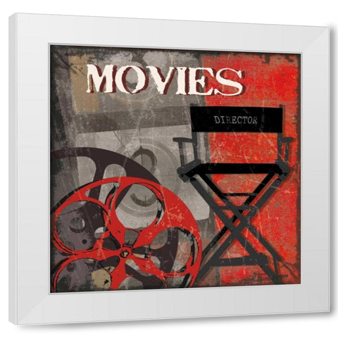 MOVIE TIME White Modern Wood Framed Art Print by Smith, Sandra