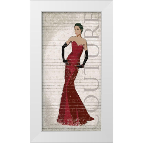 Red Dress Glamour White Modern Wood Framed Art Print by Smith, Sandra